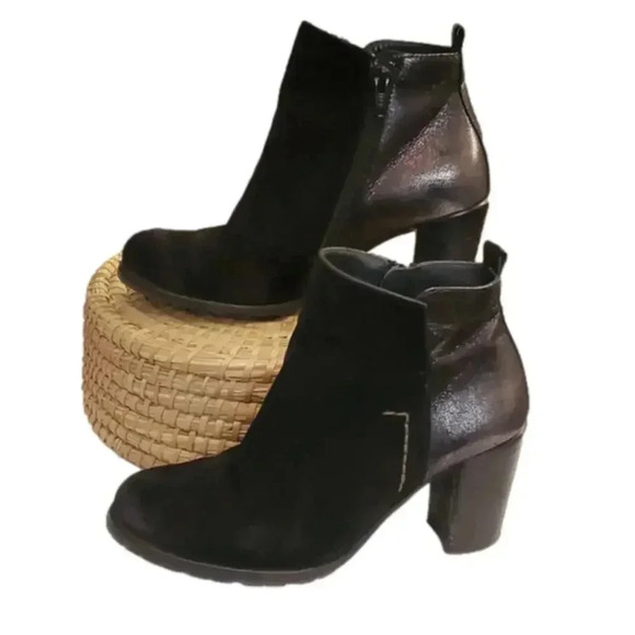 Paul Green leather and suede heeled ankle booties US size 6 - Picture 1 of 9